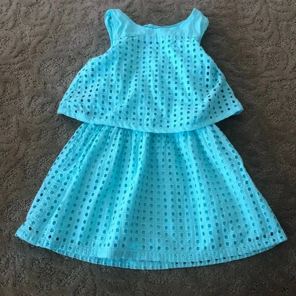 Cherokee girls aqua sundress dress 5t eyelet